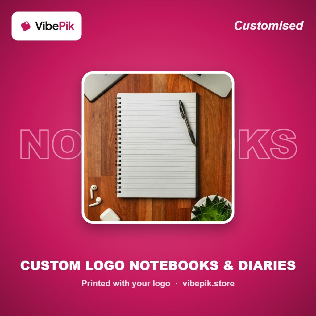 Custom Logo Notebooks & Diaries printed with your logo – VibePik