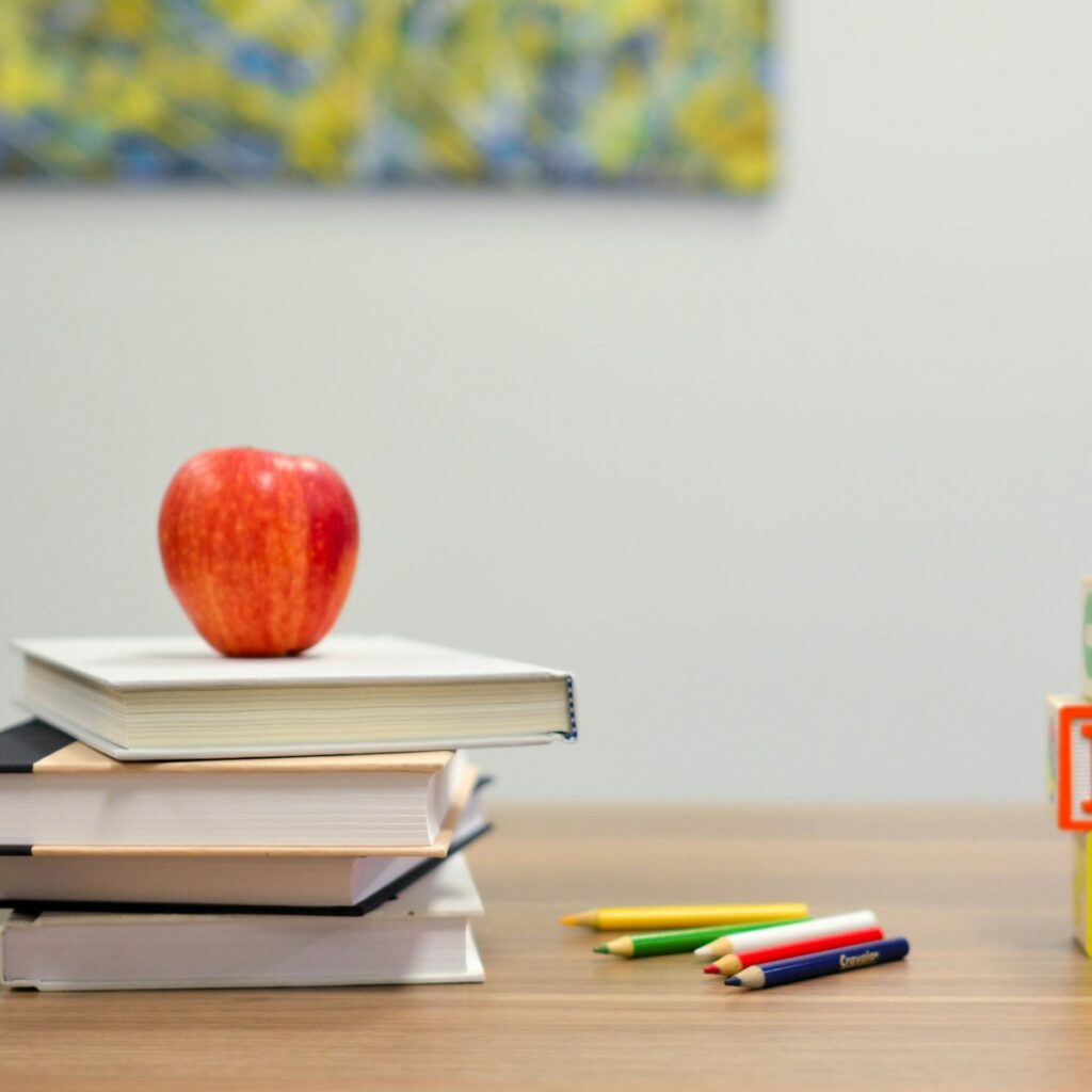 School books and pencils for kids name stickers